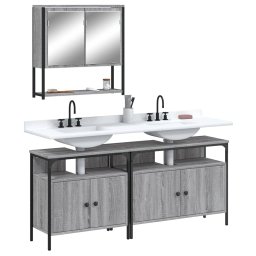 Gossi set mobilier de baie, 3 piese, gri sonoma, lemn prelucrat