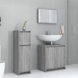 Gossi set mobilier de baie, 3 piese, gri sonoma, lemn prelucrat