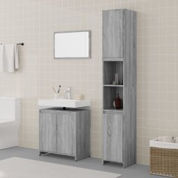 Gossi set mobilier de baie, 3 piese, gri sonoma, lemn prelucrat