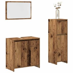 Gossi set mobilier de baie, 3 piese, lemn vechi, lemn prelucrat