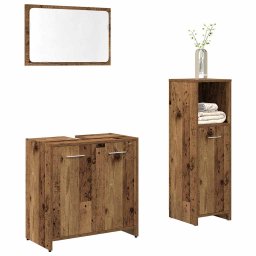 Gossi set mobilier de baie, 3 piese, lemn vechi, lemn prelucrat