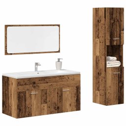 Gossi set mobilier de baie, 3 piese, lemn vechi, lemn prelucrat