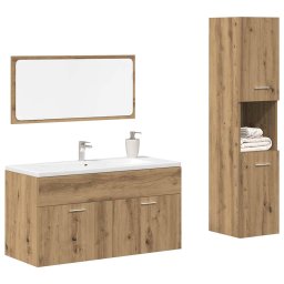 Gossi set mobilier de baie, 3 piese, stejar artizanal, lemn prelucrat