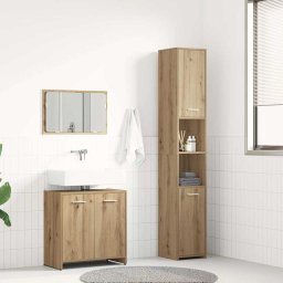 Gossi set mobilier de baie, 3 piese, stejar artizanal, lemn prelucrat