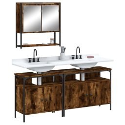 Gossi set mobilier de baie, 3 piese, stejar fumuriu, lemn prelucrat
