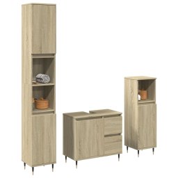 Gossi set mobilier de baie, 3 piese, stejar sonoma, lemn prelucrat