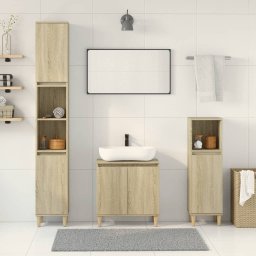 Gossi set mobilier de baie, 3 piese, stejar sonoma, lemn prelucrat
