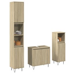 Gossi set mobilier de baie, 3 piese, stejar sonoma, lemn prelucrat
