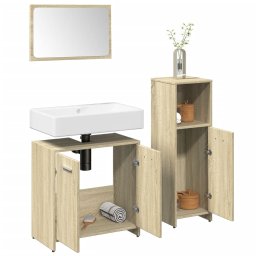 Gossi set mobilier de baie, 3 piese, stejar sonoma, lemn prelucrat