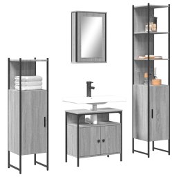 Gossi set mobilier de baie, 4 piese, gri sonoma, lemn prelucrat
