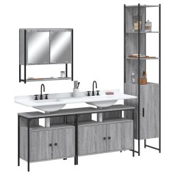 Gossi set mobilier de baie, 4 piese, gri sonoma, lemn prelucrat