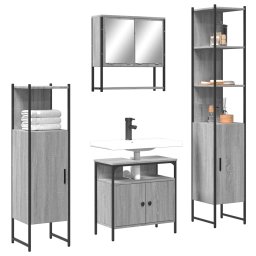 Gossi set mobilier de baie, 4 piese, gri sonoma, lemn prelucrat