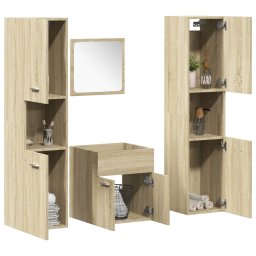 Gossi set mobilier de baie, 4 piese, stejar sonoma, lemn prelucrat