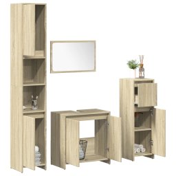 Gossi set mobilier de baie, 4 piese, stejar sonoma, lemn prelucrat