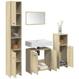 Gossi set mobilier de baie, 4 piese, stejar sonoma, lemn prelucrat