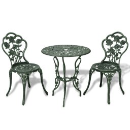 Gossi set mobilier de bistro, 3 piese, verde, aluminiu turnat