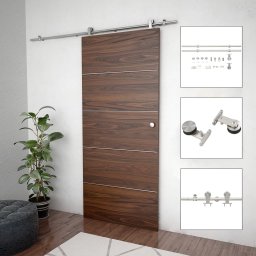 Gossi set piese pentru usa glisanta, argintiu, 183 cm otel inoxidabil