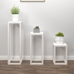 Gossi set suport de plante, 3 piese, alb, lemn masiv de pin