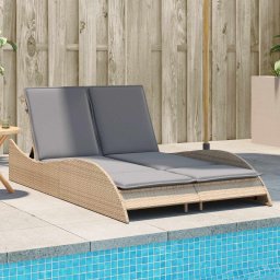 Gossi sezlong cu perne, bej, 114x205x73 cm, poliratan
