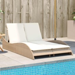 Gossi sezlong cu perne, bej, 114x205x73 cm, poliratan