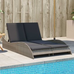 Gossi sezlong cu perne, gri, 114x205x73 cm, poliratan