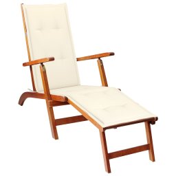 Gossi Șezlong de exterior, suport picioare si perna, lemn de acacia