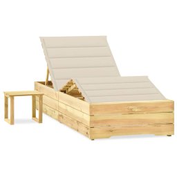 Gossi sezlong de gradina cu masa si perna, lemn de pin tratat