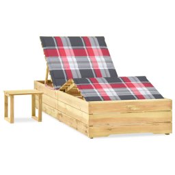 Gossi sezlong de gradina cu masa si perna, lemn de pin tratat