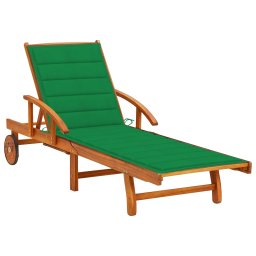 Gossi sezlong de gradina cu perna, lemn masiv de acacia