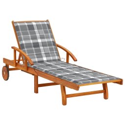 Gossi sezlong de gradina cu perna, lemn masiv de acacia
