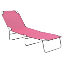 Gossi sezlong de plaja pliabil, roz, otel si material textil