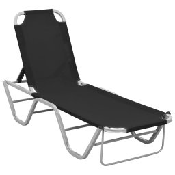 Gossi sezlong de plaja, negru, aluminiu si textilena