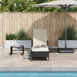 Gossi sezlong negru si crem pe rattan 157 x 55 x 92 cm