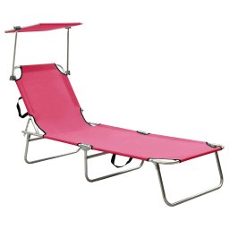 Gossi sezlong pliabil cu baldachin, otel, roz magenta