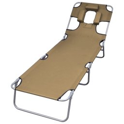 Gossi Șezlong pliabil cu perna de cap, spatar reglabil, gri taupe