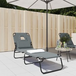 Gossi sezlong pliabil gri tesatura oxford & otel vopsit electrostatic
