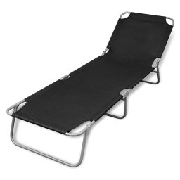 Gossi sezlong pliabil, negru, otel vopsit electrostatic