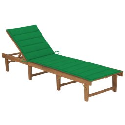 Gossi sezlong pliant cu perna, lemn masiv de acacia