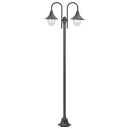 Gossi stalp cu lumini de gradina e27 220 cm, aluminiu 2 lampi, bronz