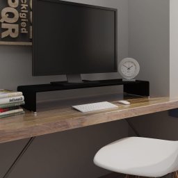 Gossi stand tv/suport monitor din sticla, 100x30x13 cm, negru