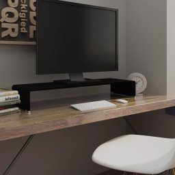 Gossi stand tv/suport monitor sticla, 90x30x13 cm, negru