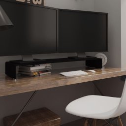 Gossi stand tv/suport monitor, sticla, 110x30x13 cm, negru