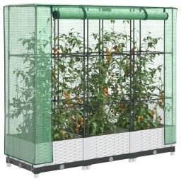 Gossi strat inaltat cu husa de sera, aspect ratan, 120x40x123 cm