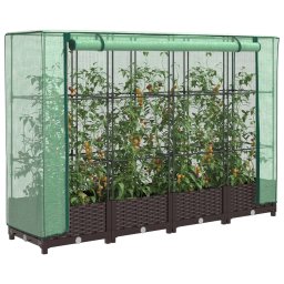 Gossi strat inaltat cu husa de sera, aspect ratan, 160x40x123 cm