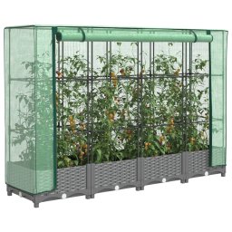 Gossi strat inaltat cu husa de sera, aspect ratan, 160x40x123 cm
