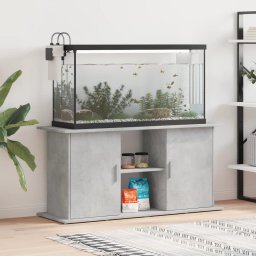 Gossi suport acvariu, gri beton, 121x41x58 cm, lemn prelucrat