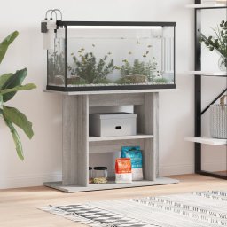 Gossi suport acvariu, gri sonoma, 80x35x60 cm, lemn prelucrat