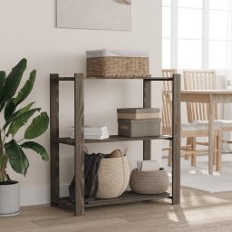 Gossi suport de depozitare 3 niveluri gri 80x38x90 cm lemn masiv pin
