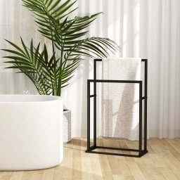 Gossi suport de prosoape autonom, negru, 48x24x78,5 cm, fier