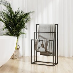 Gossi suport de prosoape autonom, negru, 48x24x79 cm, fier